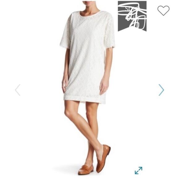 Current Elliott Ivory Eyelet Shift Dress Casual Womens 6 Mini Beach Mini Cottage - Picture 1 of 10